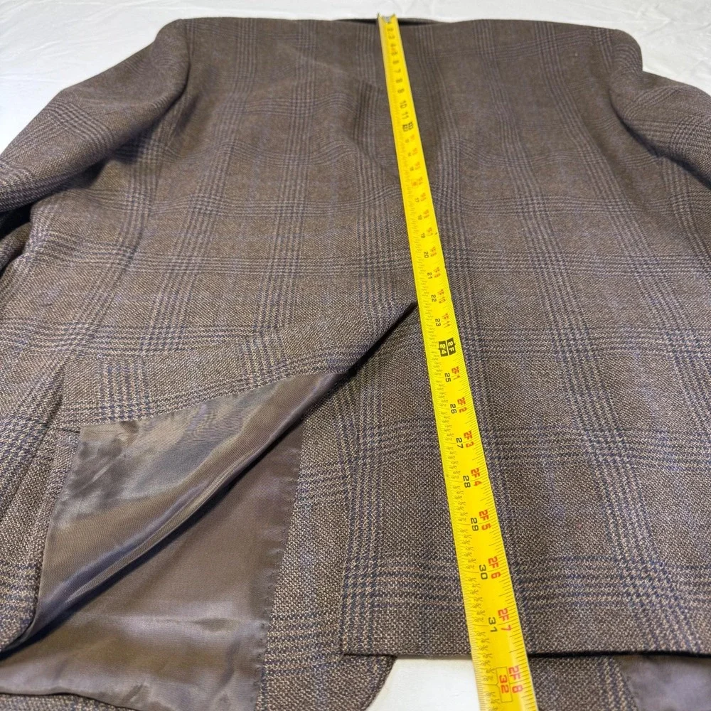 Ralph Lauren Brown Glen Plaid Wool Blend Sport Coat Natural Stretch Men's‎ 48L